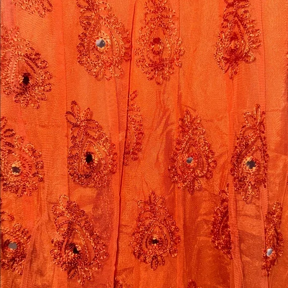 Span Ethnic Dress Orange Purple Green Size L - Picture 5 of 8